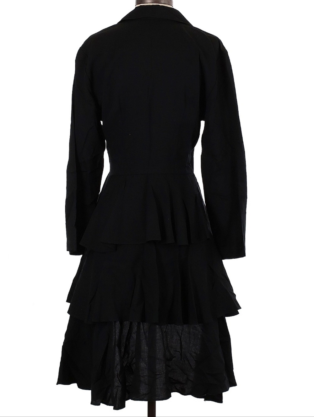 Black High-Low Ruffle Hem Women's Jacket - Picture 2 of 9